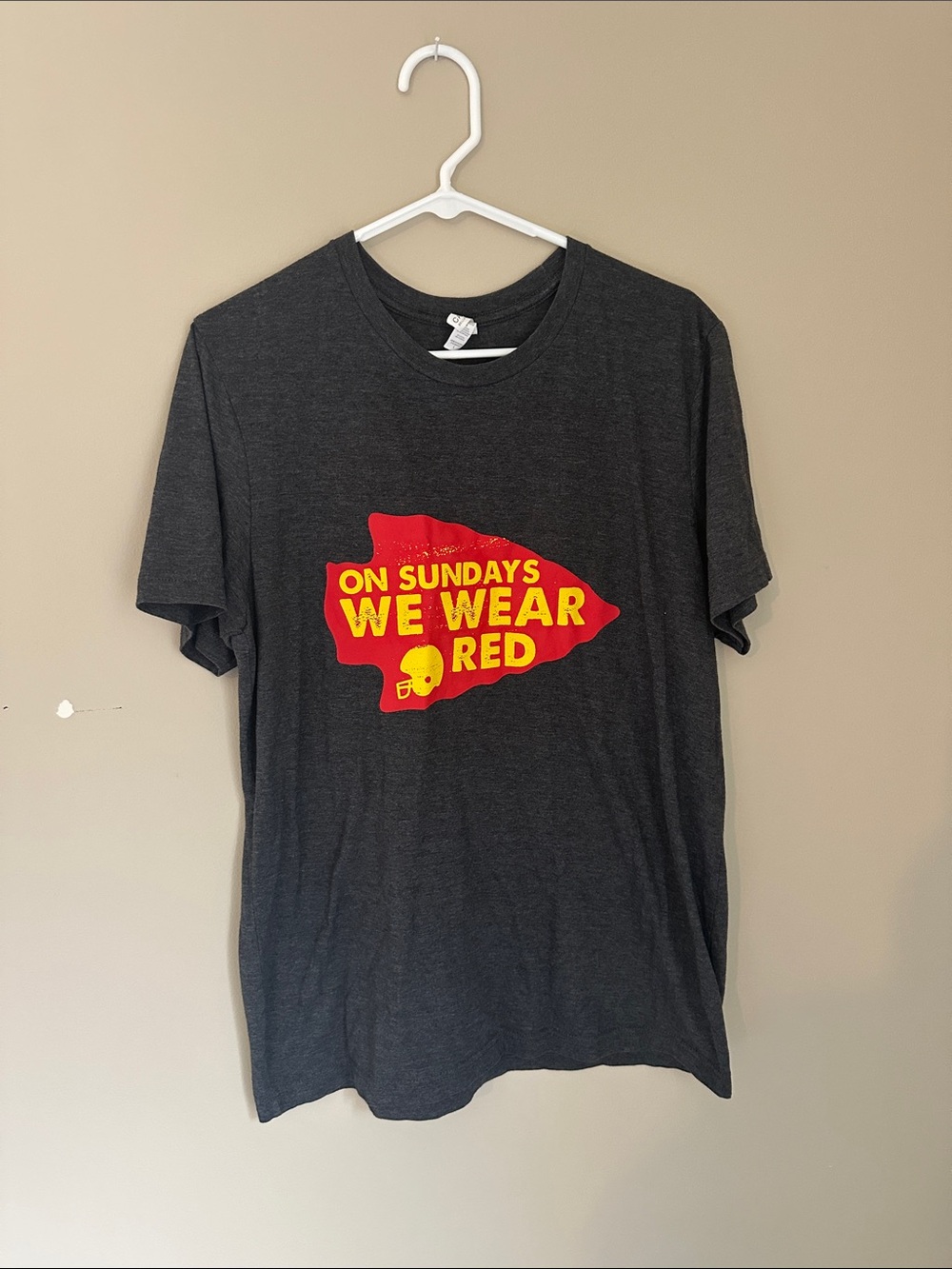 Bella Canvas Charcoal Tee with Red and Yellow Graphic